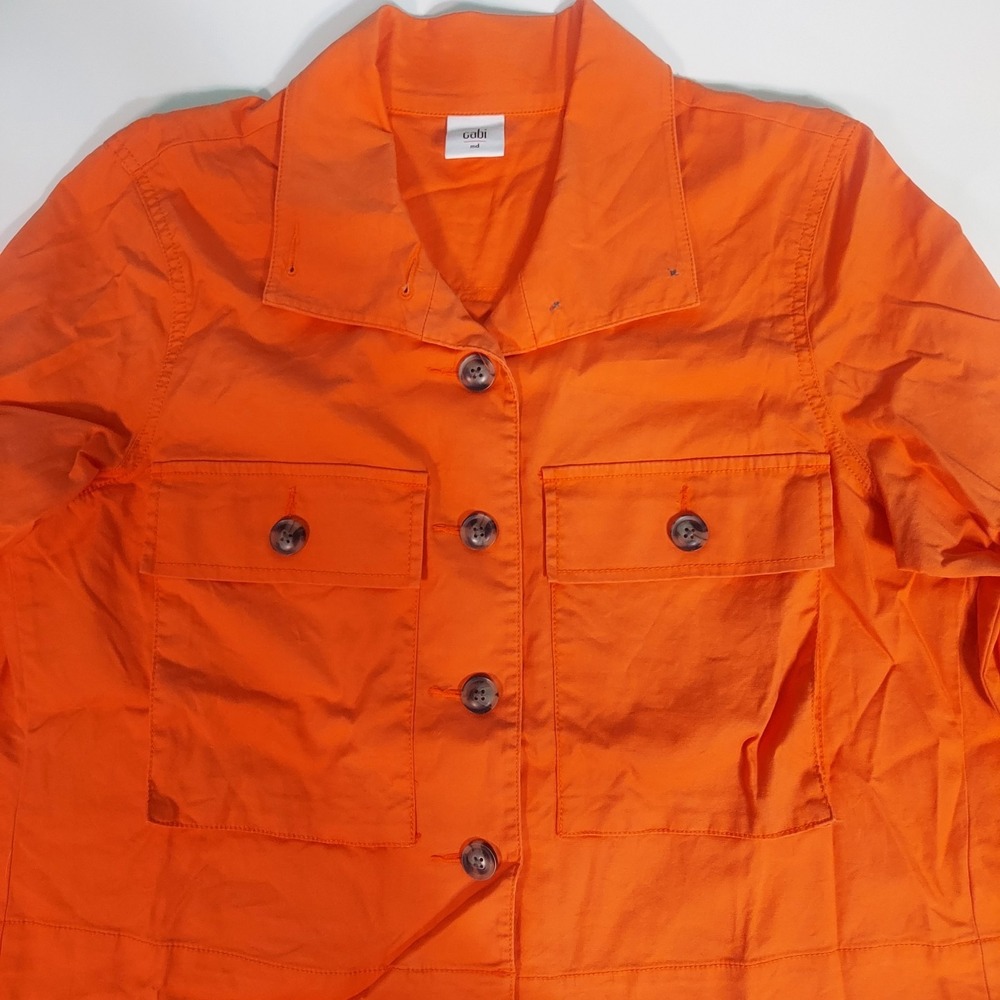 CAbi Jacket Womens Medium Orange #5098‎ Resort Jacket Cropped Boxy Spring